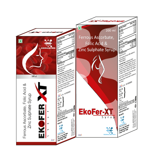Product Name: Ekofer XT, Compositions of Ekofer XT are Ferrous Ascorbate, Folic Acid & Zinc Sulphate - Sushma Biotech