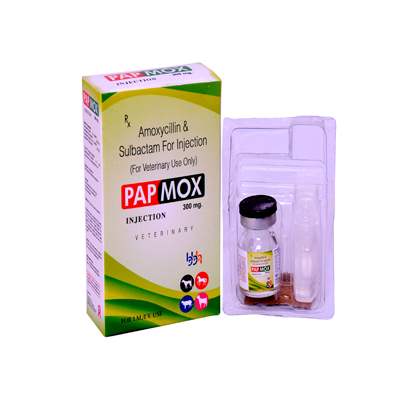 Product Name: PAPMOX, Compositions of PAPMOX are Amoxycillin & Sulbactam For Injection - ISKON REMEDIES