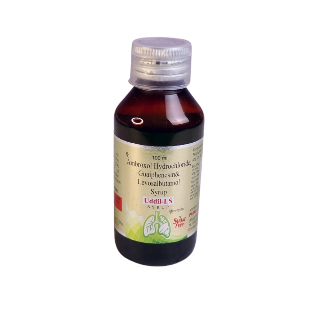 Product Name: Uddil ls, Compositions of Uddil ls are AMBROXOL HYDROCHLORIDE -30MG + GUAIPHENESIN-50MG + LEVOSALBUTAMOL-1MG - Paras Laboratories Ltd