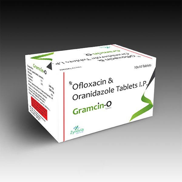 Product Name: Gramcin O, Compositions of Gramcin O are Ofloxacin & Oranidazole Tablets I.P - Zynovia Lifecare