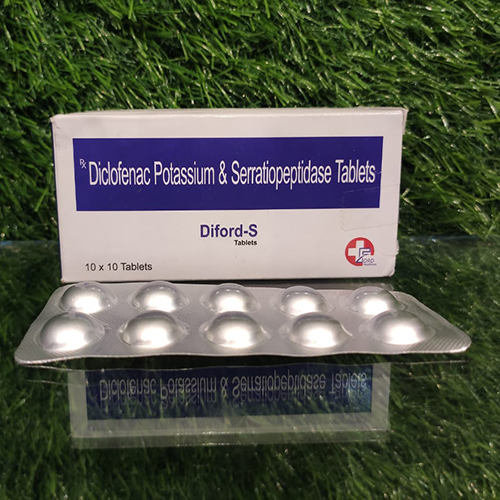Product Name: Diford S, Compositions of Diford S are Diclofenac Potassium  & Serratiopeptiside Tablets - Crossford Healthcare