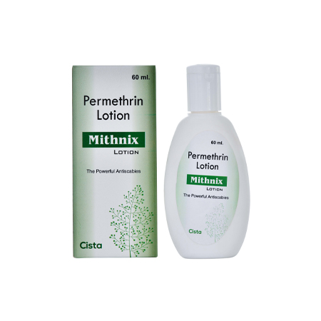 Product Name: MITHNIX, Compositions of MITHNIX are Permethrin Lotion - Cista Medicorp