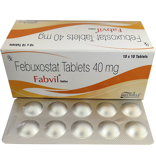 Product Name: Fabvil, Compositions of Fabvil are Febuxosat Tablets 40mg  - Medville Healthcare
