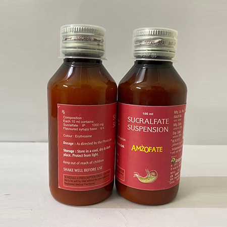 Product Name: Amzofate, Compositions of Amzofate are Sucralfate Supension - Amzor Healthcare Pvt. Ltd