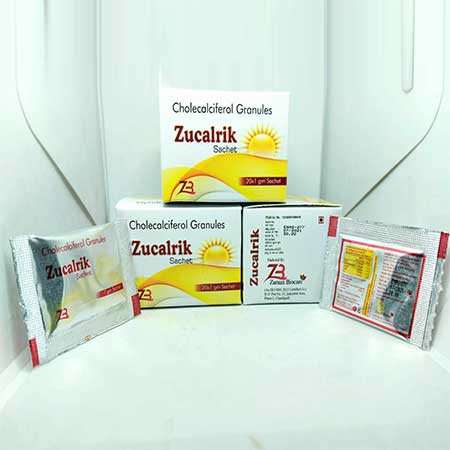 Product Name: Zucalrik, Compositions of Zucalrik are Cholecalciferol Granules - Zumax Biocare
