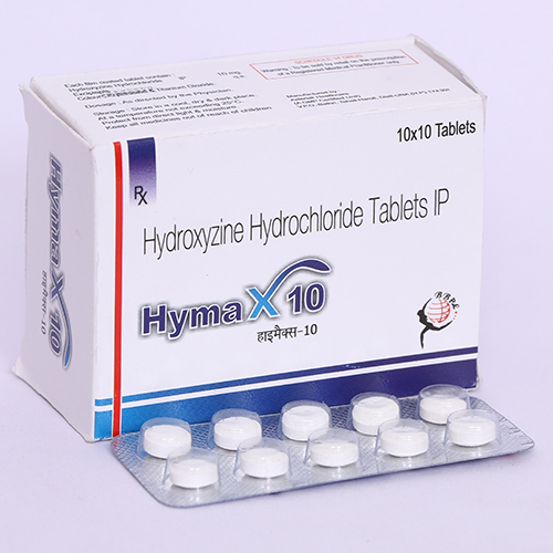 Product Name: HYMAX 10, Compositions of are Hydroxyzine Hydrochloride Tablets IP - Biomax Biotechnics Pvt. Ltd