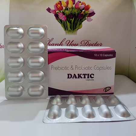 Product Name: Daktic, Compositions of Daktic are Prebiotic & Probiotic Capsules - Dakgaur Healthcare