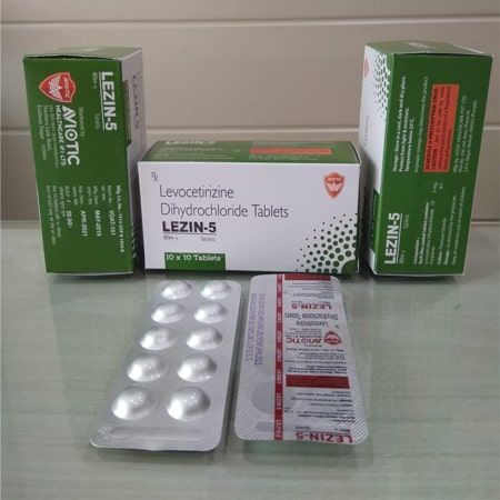 Product Name: Lezin, Compositions of Lezin are Levocetrizine Dihydrochloride Tablets - Aviotic Healthcare Pvt. Ltd