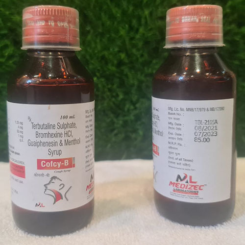 Product Name: Cofcy B, Compositions of Cofcy B are Terbutaline sulphate Bromhexine Hcl Guaiphenesin & Menthol Syrup - Medizec Laboratories