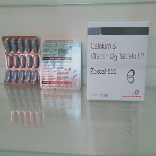 Product Name: Zoxcal 500, Compositions of Zoxcal 500 are Calcium & Vitamin D3 - Associated Biopharma