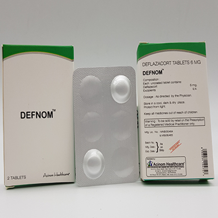Product Name: Defnom, Compositions of Defnom are Deflazacort Tablets - Acinom Healthcare