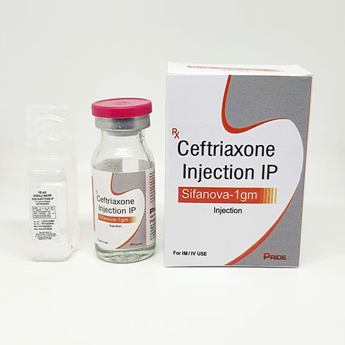 Product Name: Sifanova 1 gm, Compositions of Sifanova 1 gm are Ceftriaxone Injection IP - Pride Pharma