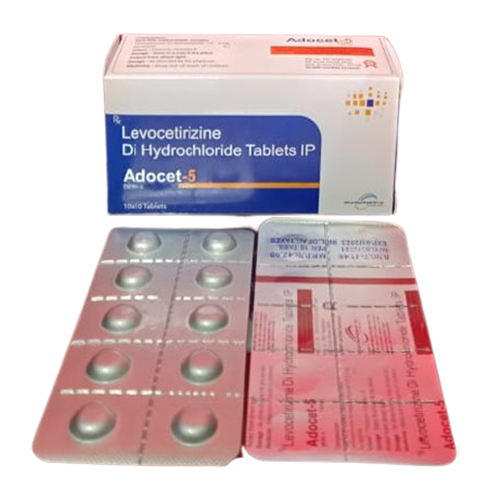 Product Name: Adocet 5, Compositions of Adocet 5 are Levocetrizine Dihydrochloride Tablets IP - Kevlar Healthcare Pvt Ltd