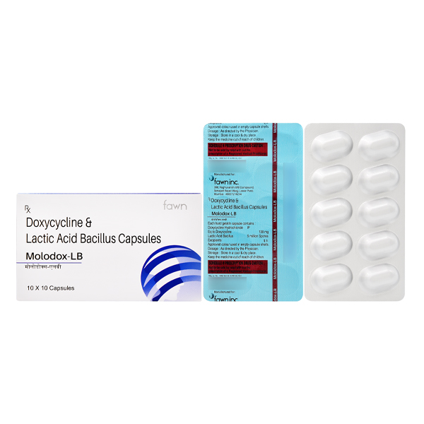Product Name: MOLODOX LB, Compositions of Doxycycline 100mg. Lactic Acid Bacilus are Doxycycline 100mg. Lactic Acid Bacilus - Fawn Incorporation