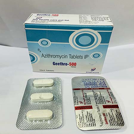 Product Name: Geethro 500, Compositions of Geethro 500 are Azithromycin Tablets IP - NG Healthcare Pvt Ltd
