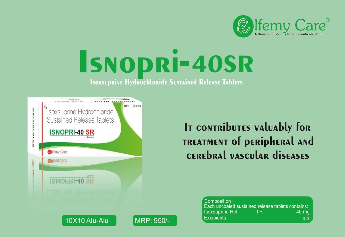 Product Name: Isnopari 40SR, Compositions of Isnopari 40SR are Isoxsuprine  Hydrochloride Sustained Release - Olfemy Care