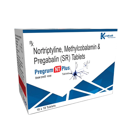 Product Name: PregrumNTPlus, Compositions of PregrumNTPlus are Nortriptyline, Methylcobalamin & Pregabalin (SR) - KureKraft Pharmaceuticals