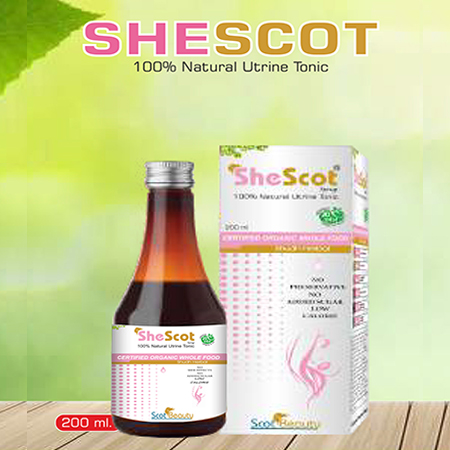Product Name: Shescot, Compositions of Shescot are 100% Natural Uterine Tonic - Scothuman Lifesciences