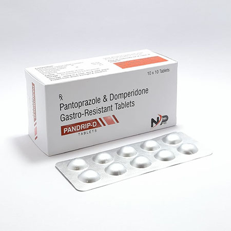 Product Name: Pandrip D, Compositions of Pandrip D are Pantoprazole & Domperidone Gastro-Resistant Tablets - Noxxon Pharmaceuticals Private Limited