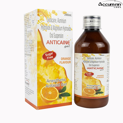 Product Name: Anticaine Gel, Compositions of Anticaine Gel are Oxetacaine Aluminium Hydroxide & Magnesium Hydroxide Oral Suspension - Accuminn Labs