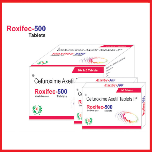 Product Name: Roxifec, Compositions of Roxifec are Cefuroxime Axetil Tablets IP - Greef Formulations