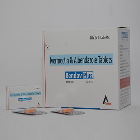 Product Name: BENDAV PLUS, Compositions of BENDAV PLUS are Ivermectin & Albendazole Tablets - Alencure Biotech Pvt Ltd