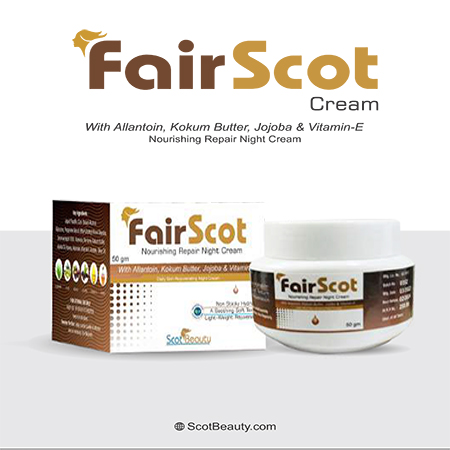 Product Name: Fairscot, Compositions of Fairscot are With Allantoin,Kokum Butter,Jojoba & Vitamin-E Nourishing Repair Night Cream - Scothuman Lifesciences