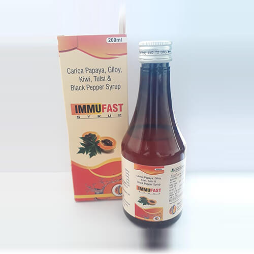 Product Name: Immufast, Compositions of Immufast are Carica Papaya,Giloy,Kiwi, Tulsi & Black Pepper Syrup - Macro Labs Pvt Ltd