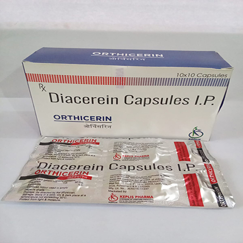 Product Name: ORTHICERIN CAPSULES, Compositions of ORTHICERIN CAPSULES are Diacerein Capsules I.P. - Arlig Pharma