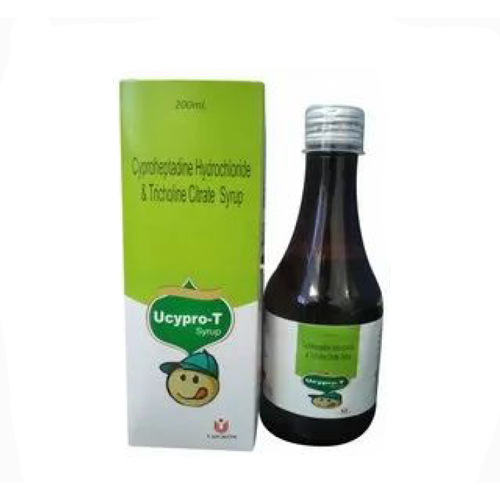 Product Name: Ucypro T, Compositions of Ucypro T are Cyproheptadine Hydrochloride  & Tricholine Citrate Syrup - Unigrow Pharmaceuticals