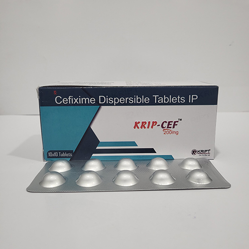 Product Name: krip cef, Compositions of krip cef are Cefixime dispersible Tablets IP - Kript Pharmaceuticals