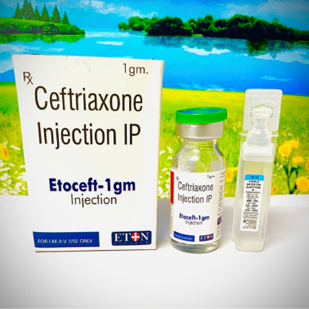 Product Name: Etoceft 1 gm, Compositions of Etoceft 1 gm are Ceftriaxone Injection IP - Eton Biotech Private Limited