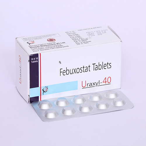 Product Name: URAXYL 40, Compositions of URAXYL 40 are Febuxostat Tablets - Biomax Biotechnics Pvt. Ltd