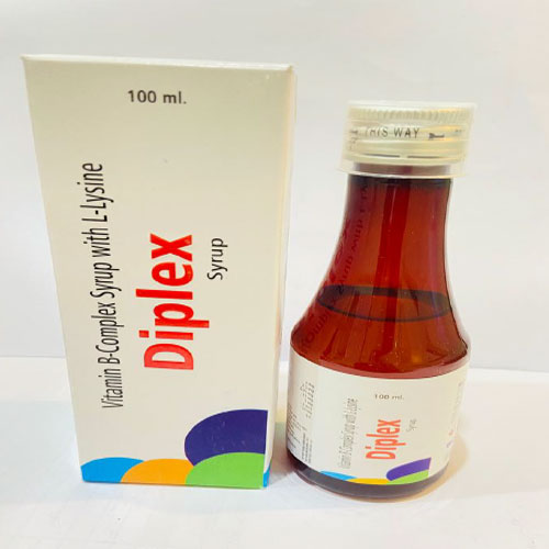 Product Name: Diplex, Compositions of Diplex are Vitamin B complex syrup with L-Lysine - Disan Pharma
