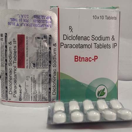 Product Name: Btnac P, Compositions of Btnac P are Diclofenac Sodium & Paracetamol Tablets IP - Biotanic Pharmaceuticals
