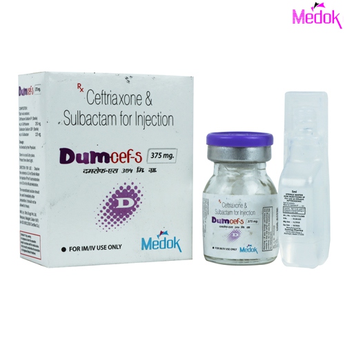 Product Name: Dumcef S , Compositions of Dumcef S  are Ceftriaxone 250mg + Sulbactam125mg  - Medok Life Sciences Pvt. Ltd