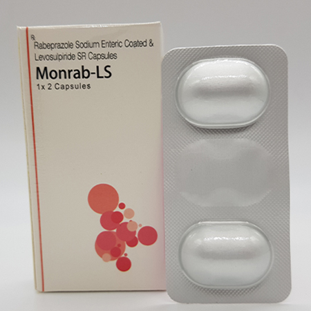 Product Name: Monrab LS, Compositions of Monrab LS are Rabeprazole Sodium Enteric Coated and Levosulpiride SR Capsules - Acinom Healthcare