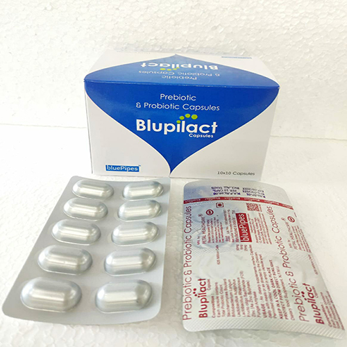 Product Name: BLUPILACT CAPSULES, Compositions of BLUPILACT CAPSULES are Prebiotic & Probiotic Capsules - Bluepipes Healthcare