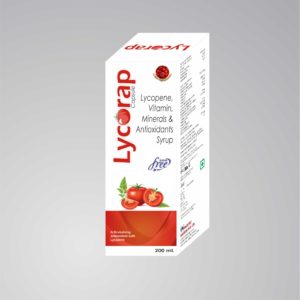 Product Name: Lycorap, Compositions of Lycorap are Lycopene Vitamin, Minerals & Antioxidants Syrup - Haustus Biotech Pvt. Ltd.