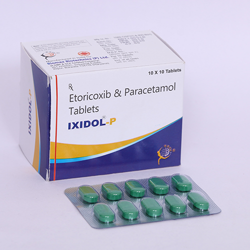 Product Name: IXIDOL P, Compositions of IXIDOL P are Etoricoxib & Paracetamol Tablets - Biomax Biotechnics Pvt. Ltd