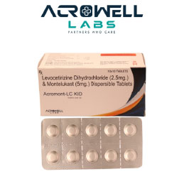 Product Name: Acromol LC Kid, Compositions of Acromol LC Kid are Levocetirizine Hydrochloride and Montelukast Despersible Tablets IP - Acrowell Labs Private Limited
