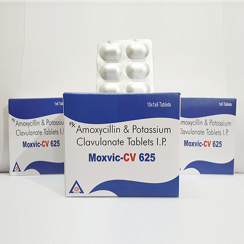 Product Name: Moxvic CV 625, Compositions of Moxvic CV 625 are Amoxycillin & Potassium Clavulanate Tablets IP - Avico Healthcare Pvt Ltd