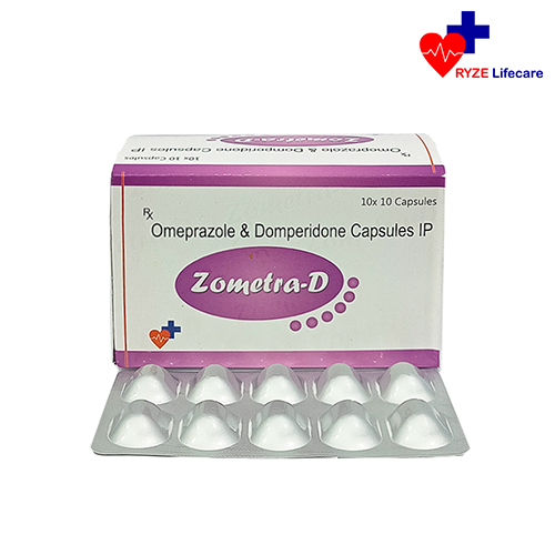 Product Name: Zometra D, Compositions of Zometra D are Omeprazole & Domperidone Capsules IP  - Ryze Lifecare