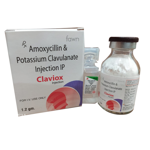 Product Name: CLAVIOX 1.2, Compositions of Clavulanic Acid 200mg + Amoxycillin 1000mg are Clavulanic Acid 200mg + Amoxycillin 1000mg - Fawn Incorporation