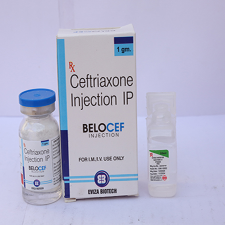 Product Name: Belocef, Compositions of Belocef are Ceftriaxone Injection IP - Eviza Biotech Pvt. Ltd
