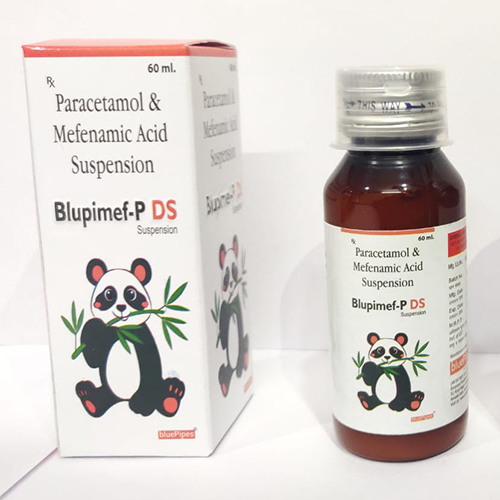 Product Name: BLUPIMEF P DS, Compositions of BLUPIMEF P DS are Paracetamol & Mefenamic Acid Suspension - Bluepipes Healthcare