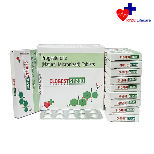Product Name: CLOGEST SR200, Compositions of CLOGEST SR200 are Progesterone (Natural Micronized) Tablets  - Ryze Lifecare