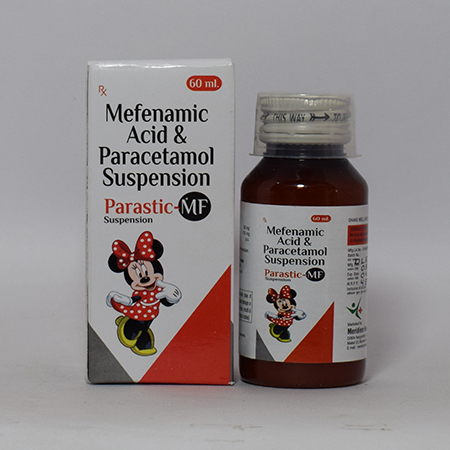 Product Name: Parastic MF, Compositions of Parastic MF are Mefenamic Acid & Paracetamol Suspension - Meridiem Healthcare
