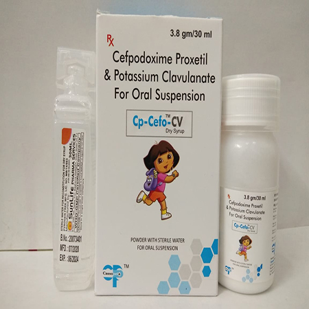 Product Name: CP Cefo CV, Compositions of CP Cefo CV are Cefpodoxime Proxetil & Potassium Clavulanante For Oral Suspension - Cassopeia Pharmaceutical Pvt Ltd