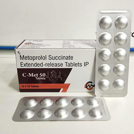 Product Name: C Met 50, Compositions of C Met 50 are Metroprolol Succinate Extended Release Tablets IP - Asterisk Laboratories